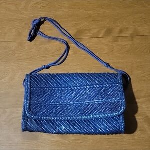 Vintage Vibrant Blue Genie Woven Purse